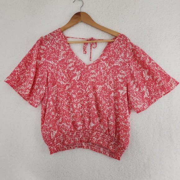 Women's Blouse Pink Floral Extra Large Flowy Sleeves - Picture 1 of 5